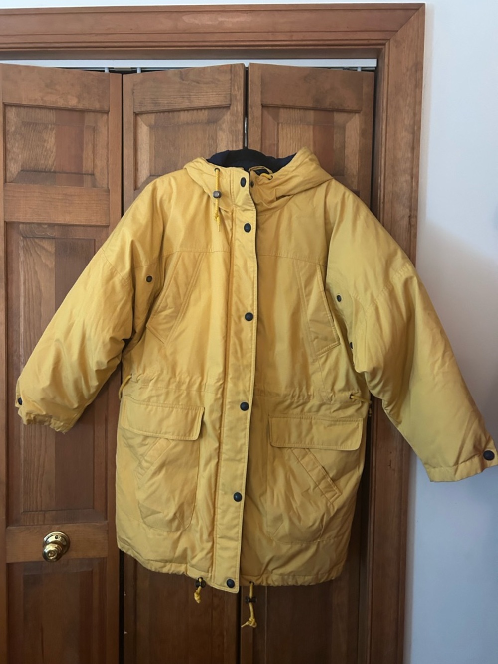 Mulberry Street Women’s Vintage Yellow & Blue Thick Warm Down Filled Puffer Coat